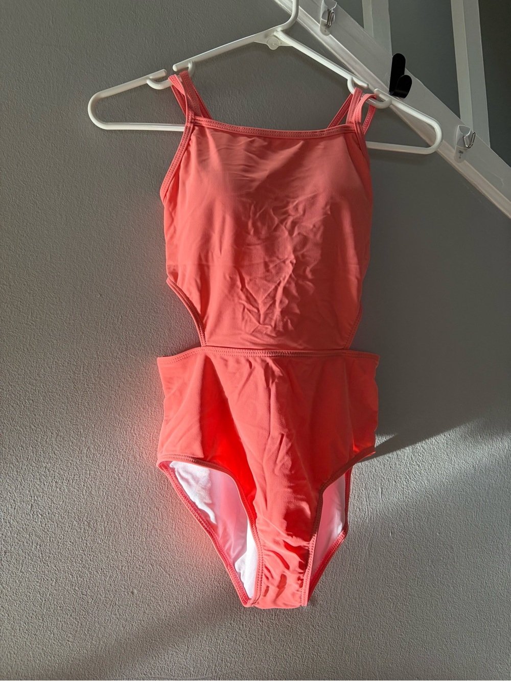 0163: Women’s Coral One-Piece Swim Suit Cutout Cross Back